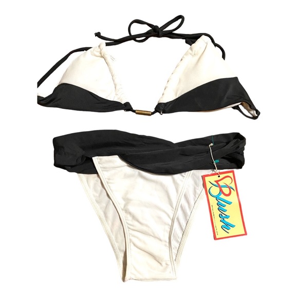 Blush White and Black Contrast Bikini Set S/M - Picture 1 of 11